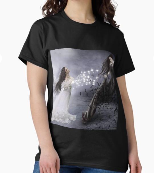 Two women in black and white T-Shirt
