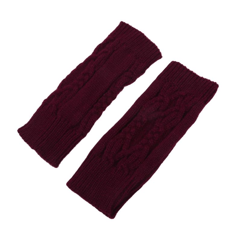 1 пара зимних вязаных перчаток без пальцев, теплые однотонные полуварежки, короткие вязаные варежки для женщин и мужчин