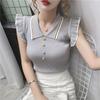 Women's Tops Fashion Clothing Summer T-shirt Vest Pleated V Neck Sleeveless Slim Fit Pullover Casual Shirts Female
