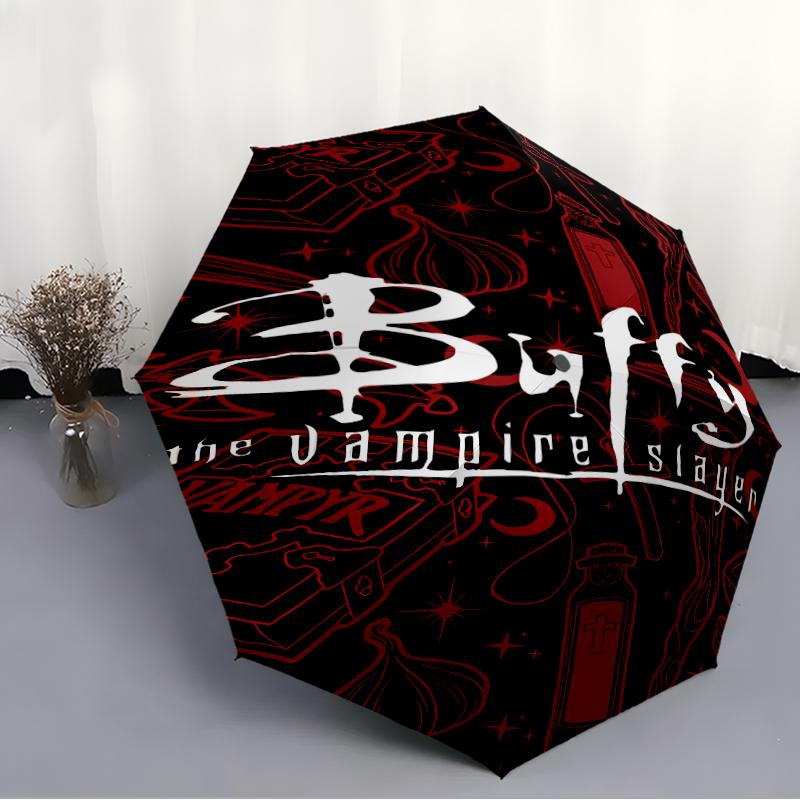 Buffy the Vampire Slayer1 Print Automatic Umbrella, 8 Rib Iron Frame, Plastic Handle, Suitable for Outdoor Travel &Daily , Ideal Gift