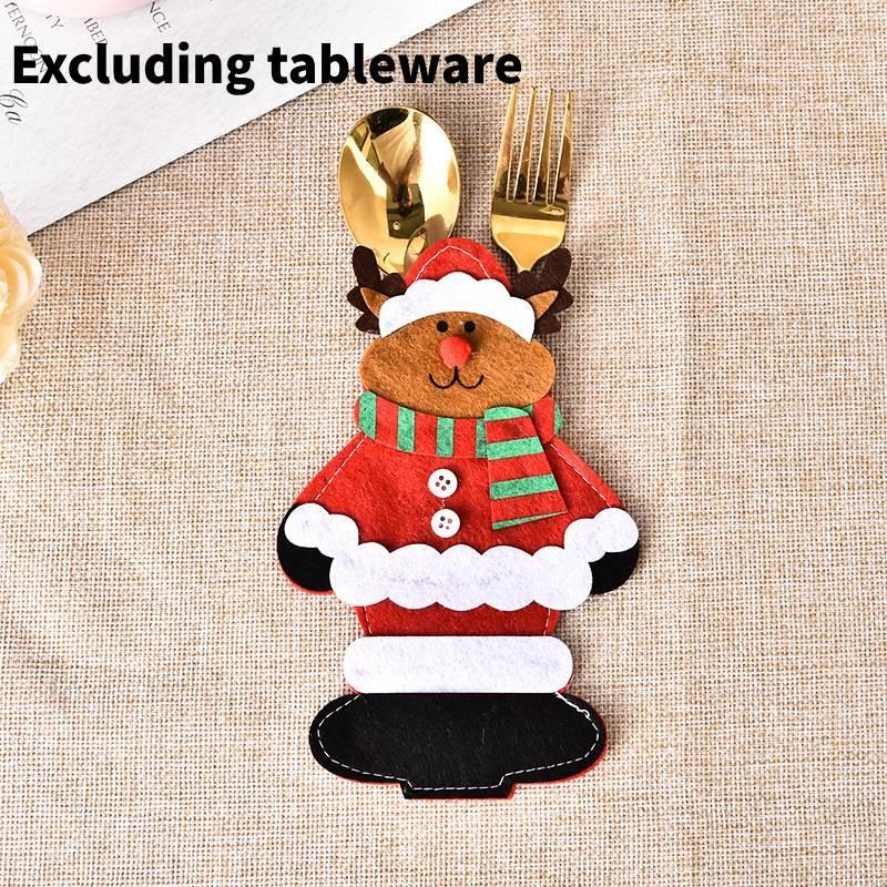 Очаровательные рождественские мешочки для столовых приборов с Санта-Клаусом для праздничного ужина
