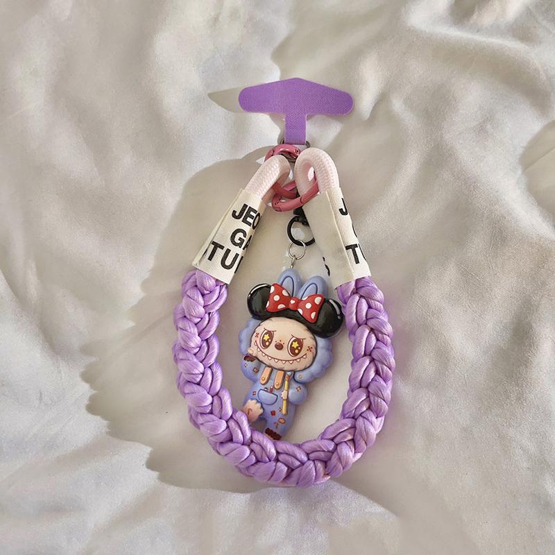 Универсальный Лабубу Мультяшный Милый Подвеска-цепочка для телефона Шнурок для Iphone Мобильного телефона Короткий ремешок Брелок Украшение для сумки Кольцо для ключей