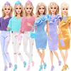 4 Pcs/Set Fashion Doll Clothes for 30cm Doll 30 Cm Girl Doll Shiny Dress Outfit + Accessories Shoes Handbag Kids Toy Gift