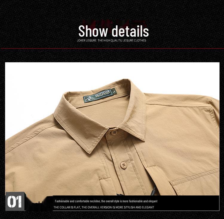 2024 Новый мужской быстросохнущий военный костюм с несколькими карманами - рубашка с длинными рукавами, не требующая глажки, для весны/осени