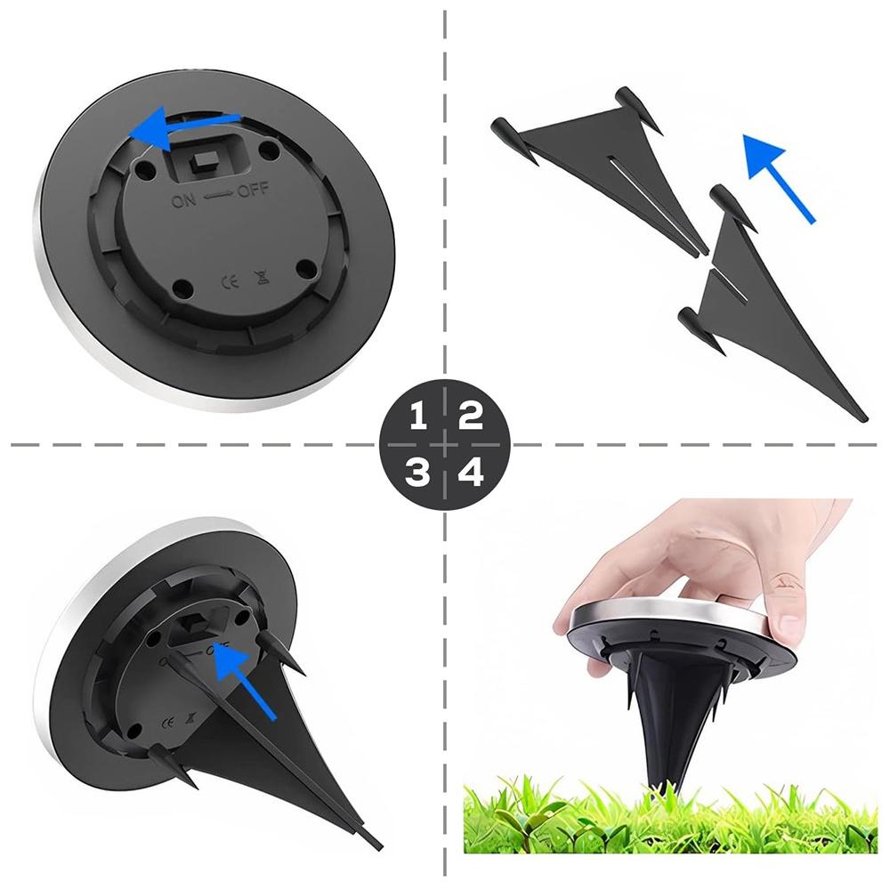 Solar LED garden lamps, steel, driven in, 11.5 cm, 12 pcs.
