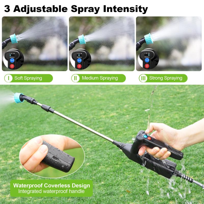 8M 7.4V Battery Powered Sprayer Wand Rechargeable Water Sprayer Wand with 4 Adjustable Nozzles & Filter