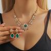 3PC Women's Fashionable Geometric Inlaid Rhinestone Necklace Earring Set, Suitable for Parties and Holiday Gifts