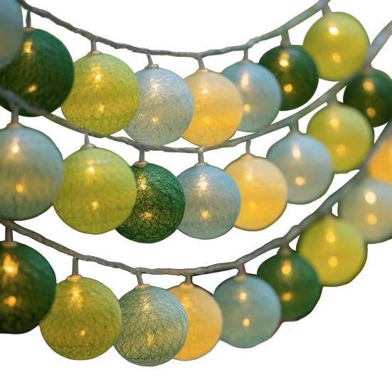 Гирлянда из хлопковых шариков Водонепроницаемая на батарейках 10/20/40 светодиодов Рождество Свадьба Хэллоуин Праздничная вечеринка Декоративная гирлянда