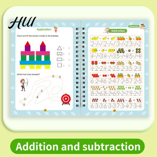 Children Letter And Number Writing Book 4Pcs Exercise Practice Copybook Handwriting Workbook Kit with Letters for Preschoolers Numbers English Grooved