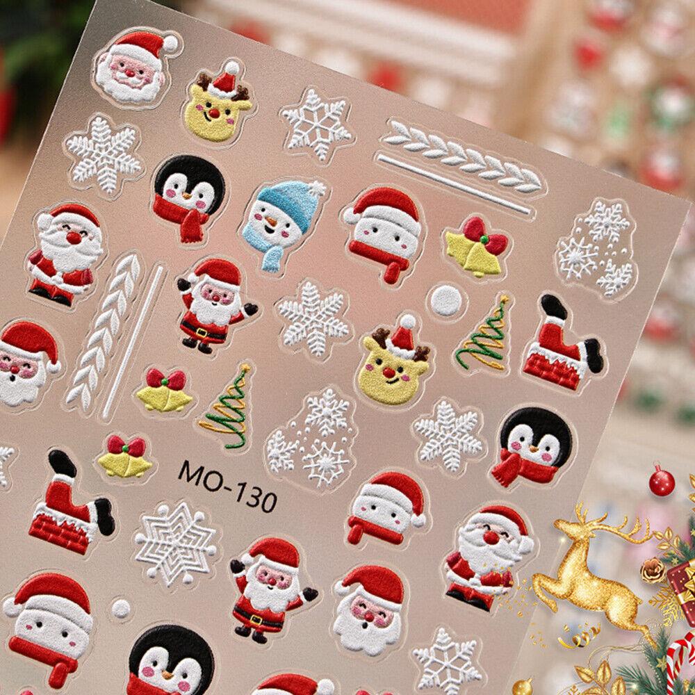 Рождественский милый мультфильм Пингвин Белл Рождественский человек Снежинка 3D наклейки для ногтей