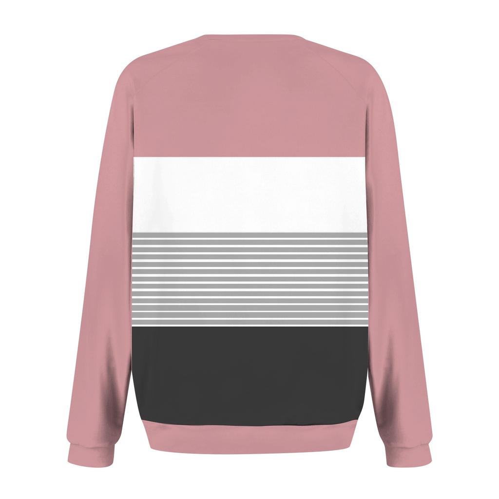 Womens Long Sleeve Sweatshirt Casual Round Neck Cute Pullover Tops Printing Lightweight Sweatshirt With Pocket