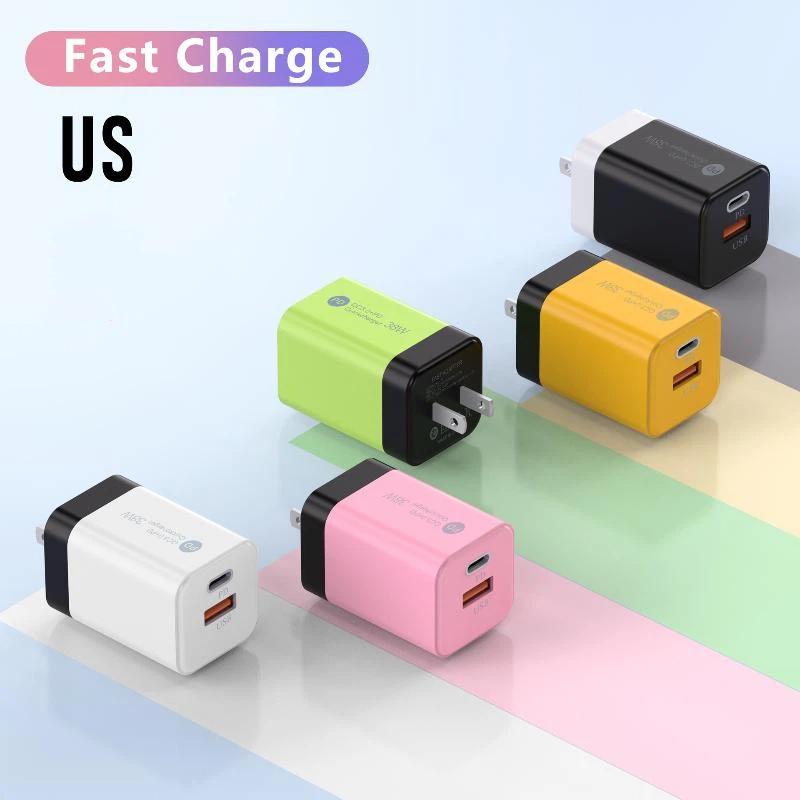 20 Вт Быстрое настенное зарядное устройство США, двойные порты PD USB, высокоскоростная зарядка для смартфонов, планшетов, наушников, небольших цифровых устройств