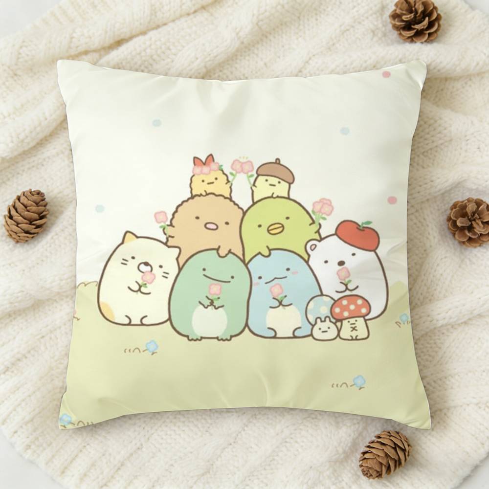 S-Sumikko Gurashi C-Colorfu Double-Sided Printed Square Decorative Cushion Cover For Sofa Living Room Home Decor