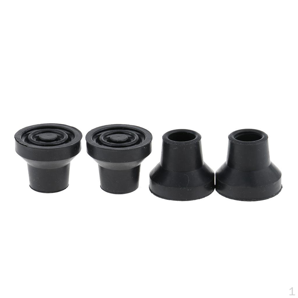 4 Rubber Walking Aid Foot for Canes, Crutch Tips, Non-slip 16 Black, 16mm