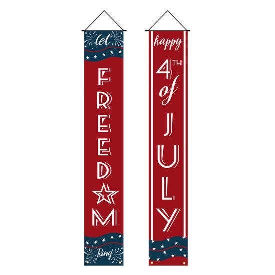 4th of July Patriotic Door Banners Outdoor Patriotic American Flag Hanging Porch Sign for Independence Day Memorial Day Decor