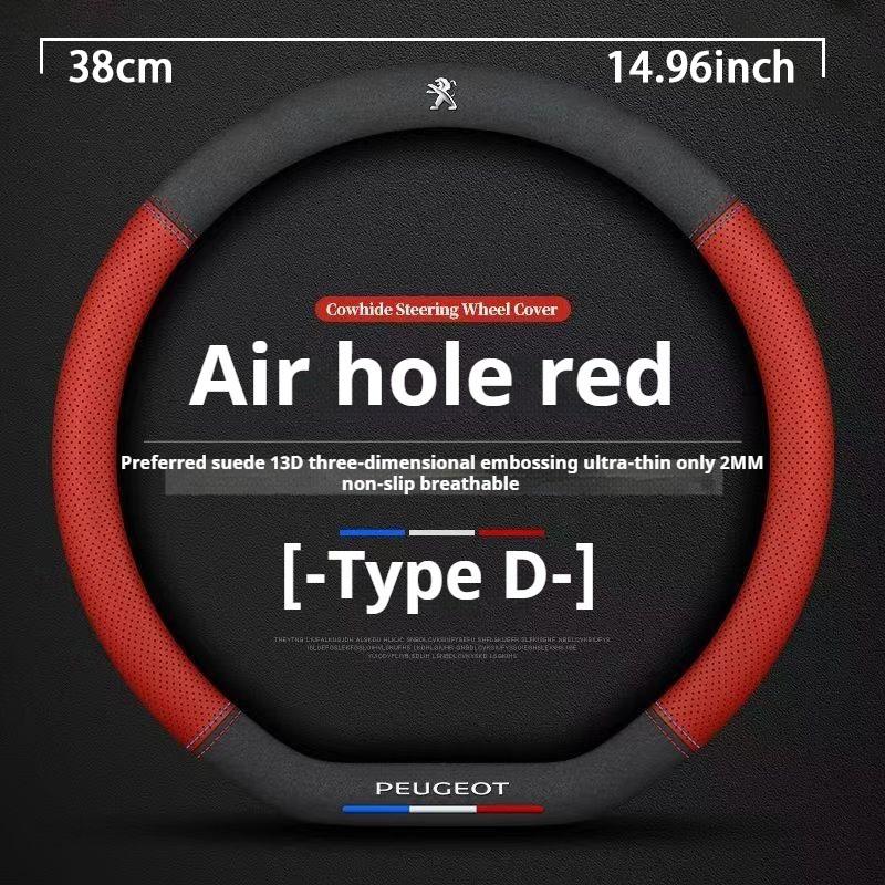 38cm Car Steering Wheel Cover For Peugeot GT-Line 107 206 207 208 301 307 308 406 407 408 508 607 2008 3008 4008 5008 RCZ Rifter
