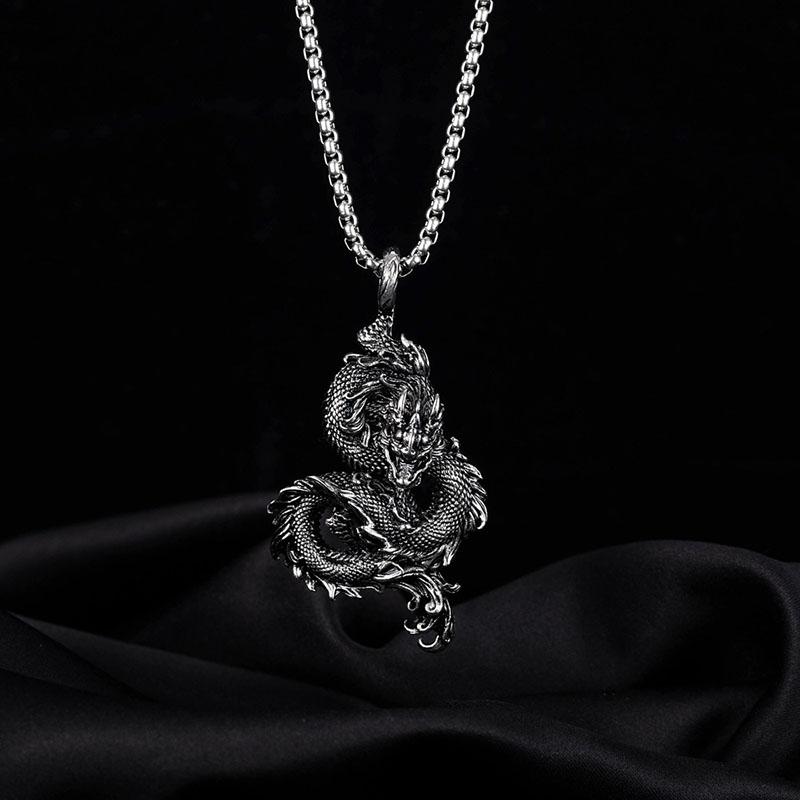 Властное ожерелье с китайским драконом в стиле хип-хоп, кулон с драконом по китайскому зодиаку, титановая цепочка для свитера, женская