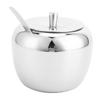 Stainless Steel Sugar Jar Seasoning Jar Spice Container with Lid and Spoon Home Kitchen Tool