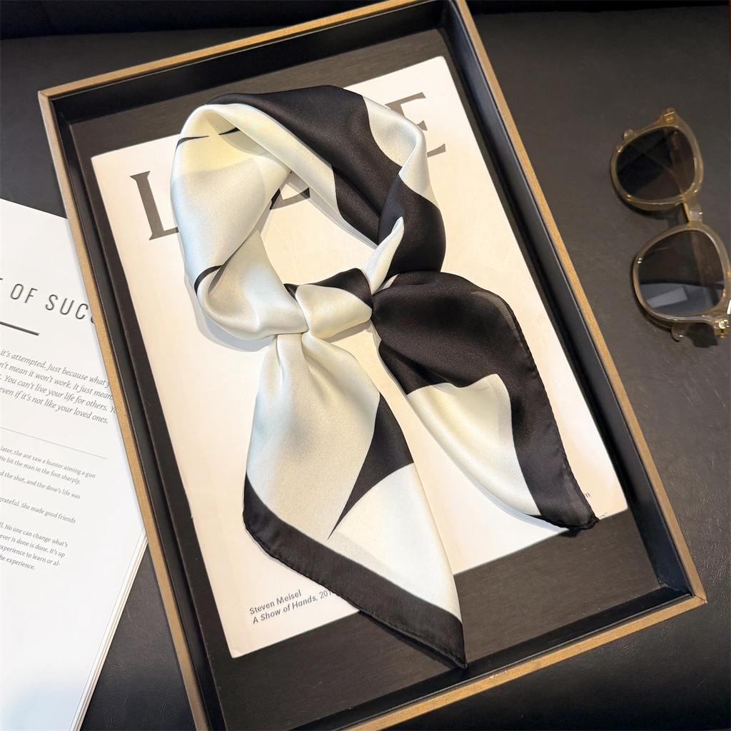 70 см розовый цветочный шелковый шарф для женщин, искусственный шелк, свежий и элегантный универсальный головной убор, одежда, сумки и квадратный шарф