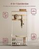 VASAGLE HSR409W09 Coat Rack with 9 Hooks Shoe Bench Shelf 30 x 85 x 180.5 cm for Hallway Bedroom Small Apartments Modern Oak White