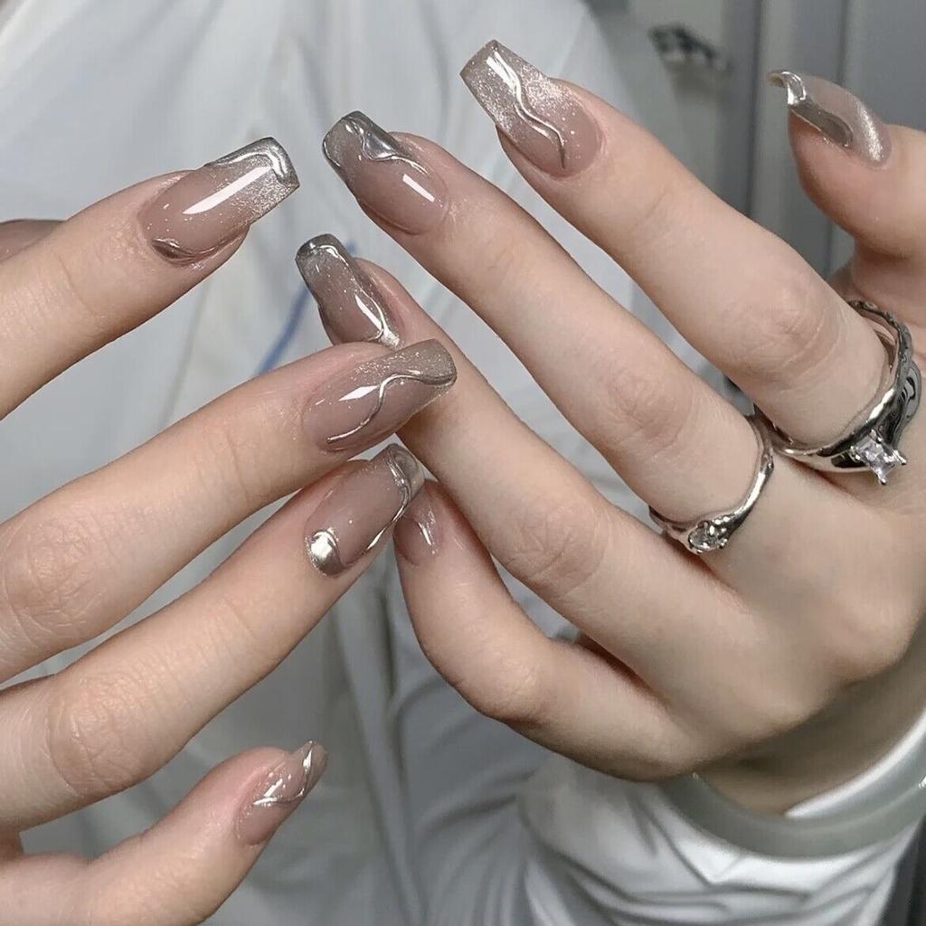 Чистый, ручной работы, защитный чехол для фототерапии Smoothie Crystal Stone Cat Eye Wear Armor Готовый продукт Многоразовый пластырь для ногтей