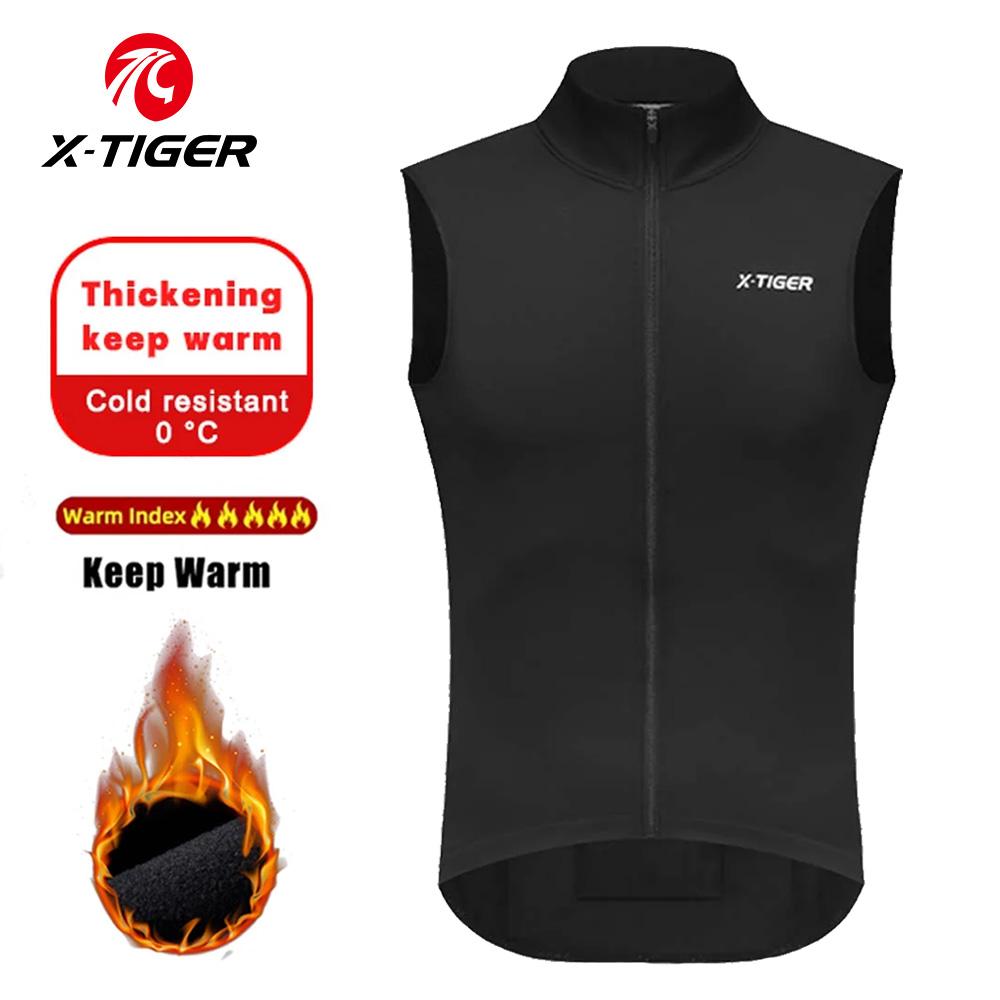 X-TIGER Warm Cycling Vest Windproof Loose Fleece Sleeveless Waistcoat For Mountain Road Bike Winter Reflective Bicycle Vest