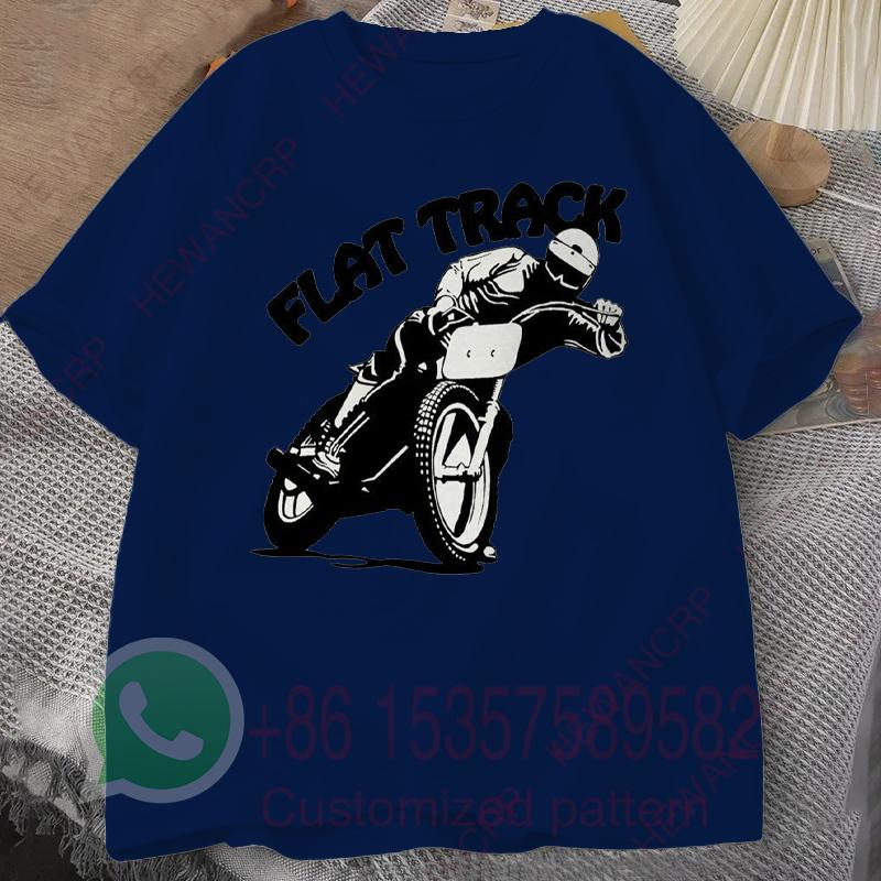 Мужская футболка с принтом Flat Track Motorcycle Racing, спортивный костюм, хлопок, повседневная спортивная одежда, круглый вырез, пуловер, короткий рукав, летняя уличная одежда