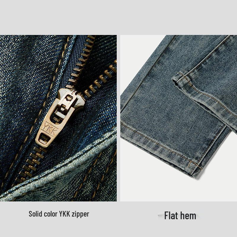 HLA Heilan Home Мужские джинсы на весну 2025 года, выстиранные, прямого кроя, коллаборация трех тел