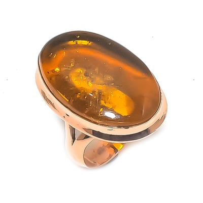 Балтийский янтарь драгоценный камень медные украшения кольцо размер 7