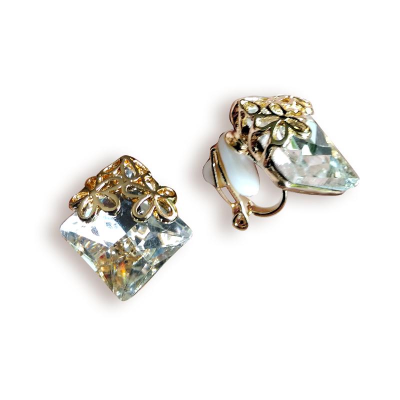 Винтажные полые серьги-клипсы с цветком и кристаллами без отверстия для уха, женские элегантные манжеты для ушей, свадебные украшения для свадебной вечеринки