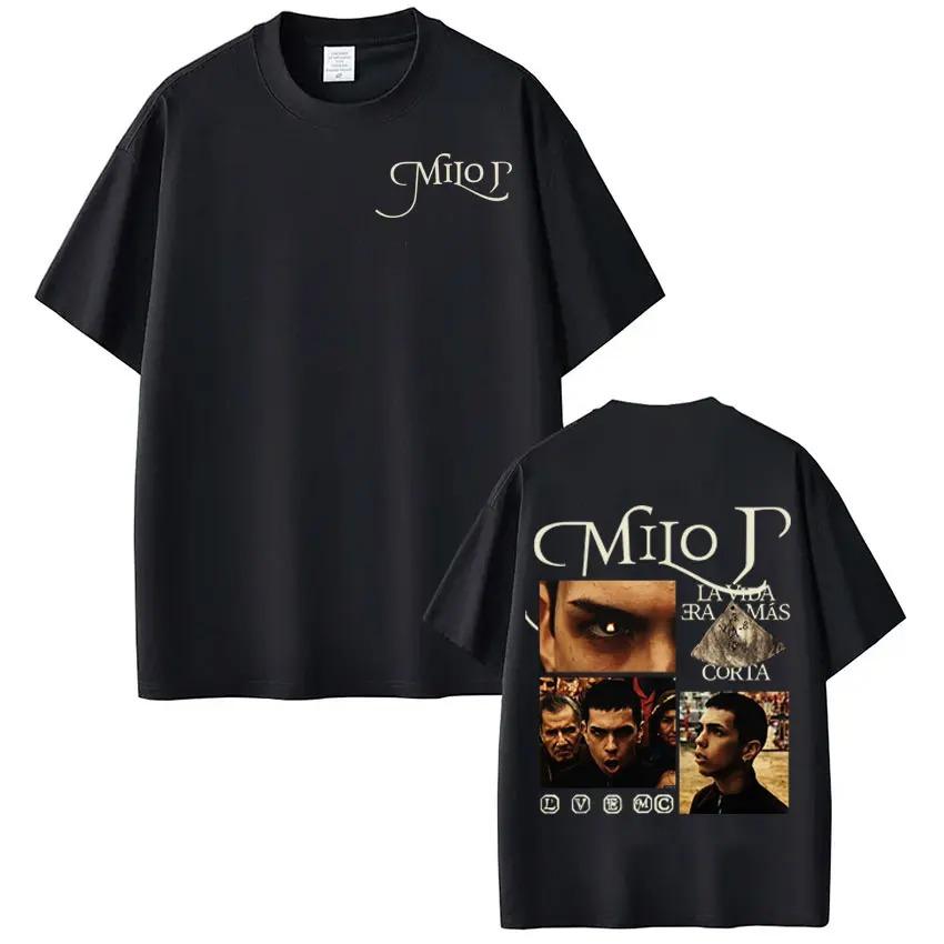 Rapper Milo J La Vida Era Mas Corta Album TShirt Unisex Vintage Casual Loose Short Sleeve Cotton Harajuku Style TShirt