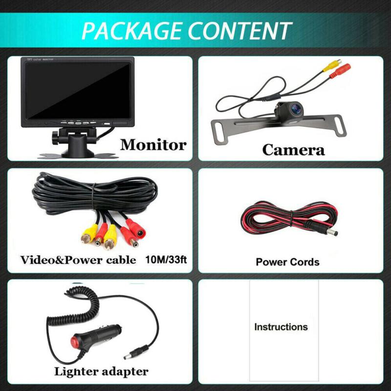 Автомобильная резервная камера заднего вида, система ночного инфракрасного видения, 7-дюймовый экранный монитор, IP68, водонепроницаемый для