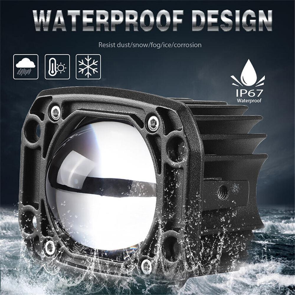 2Pcs 3 Inch 8D Lens Led Work Light 6000K White 3500K Yellow Flush Mount Driving Light Fog Lights for Car Truck Off Road 4x4 12V 24V