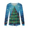 Женская повседневная и модная принтованная футболка с круглым вырезом и длинными рукавами, плиссированная футболка на Рождество