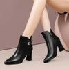 Модная женская обувь 2024 Высокое качество Молния Женские ботинки Осень Острый носок Однотонные Высокие каблуки Модные Элегантные Удобные Ботильоны телесного цвета