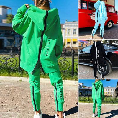 Женский спортивный костюм, теплая спортивная одежда до щиколотки, осенне-зимняя женская толстовка с капюшоном, брюки для бега, костюм, повседневная одежда