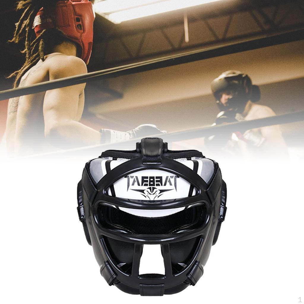 Боксерский шлем, дышащий, профессиональный, защита лба и ушей, полный