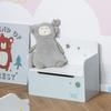 Storage Bench with Backrest in Wood for Children from 3-6 Years, 60x30x50 cm, Light Blue