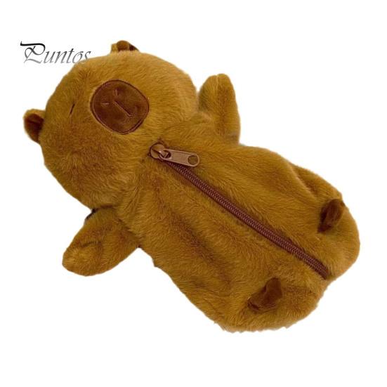 Capybara Shape Pencil Case Large Capacity Zipper Closure Plush Pencil Pouch Kids Friends Classmates Multi-Functional Bag