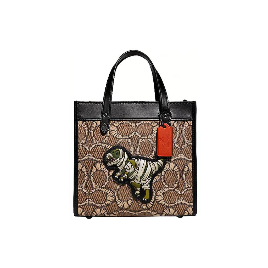 Coach Field Collaboration Classic Monogram Canvas Leather Tote Bag Unisex Tote Bag Brown Black C6971-JITJP