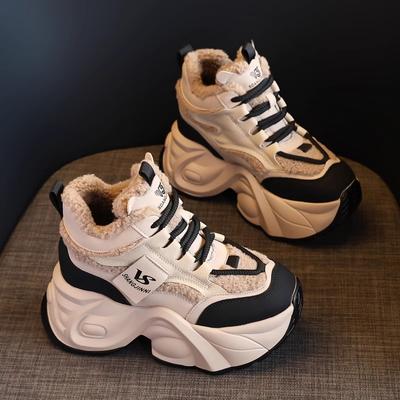 Женские кроссовки на высокой платформе, вельветовые, на толстой подошве, с небольшой внутренней высотой, маффины, теплые, повседневные, спортивные