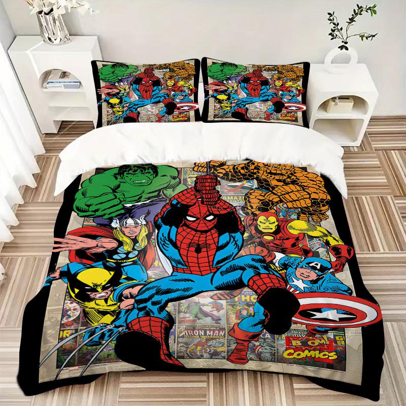 3Pcs Superhero Comic Characters Bedding Set Quilt Cover Pillowcase Home Christmas Xmas Halloween Gift 1 Duvet Cover 2 Pillowcase Em92838