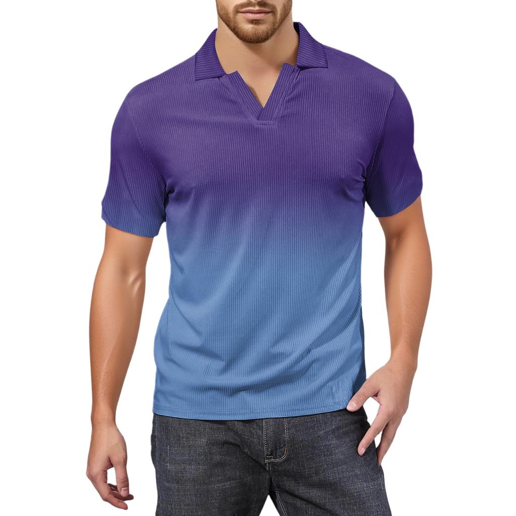 Мужская модная футболка для гольфа с коротким рукавом и V-образным вырезом