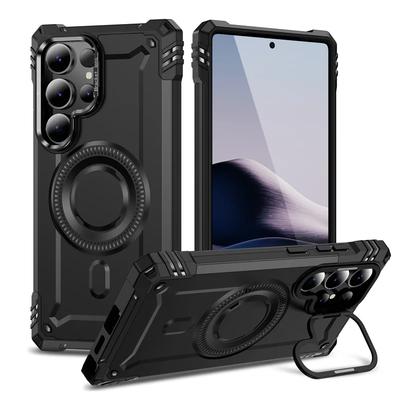 Металлический кронштейн для объектива Чехол для телефона Heavy Armor для Samsung Galaxy S25 Ultra S24 FE 5G S23 Plus Магнитная беспроводная зарядка Задняя крышка
