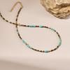French Retro Minimalist Turquoise Seed Bead Choker Necklace for Women