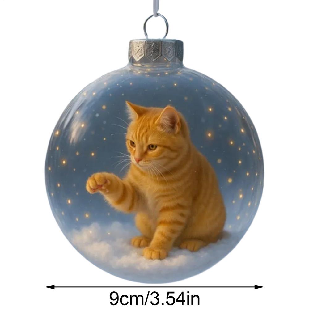 Cat Christmas Ornament Ball Cute Animal Seasonal Decor Christmas Ball Cat Pendant for Holiday Winter Indoor Home Living Room
