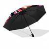 1pc Sturdy 8-Bone Auto Umbrella, Minnie Mouse Pastel Moonlight Floral Umbrella, Digital Printed, Foldable Umbrella for On-the-Go Outdoor Use