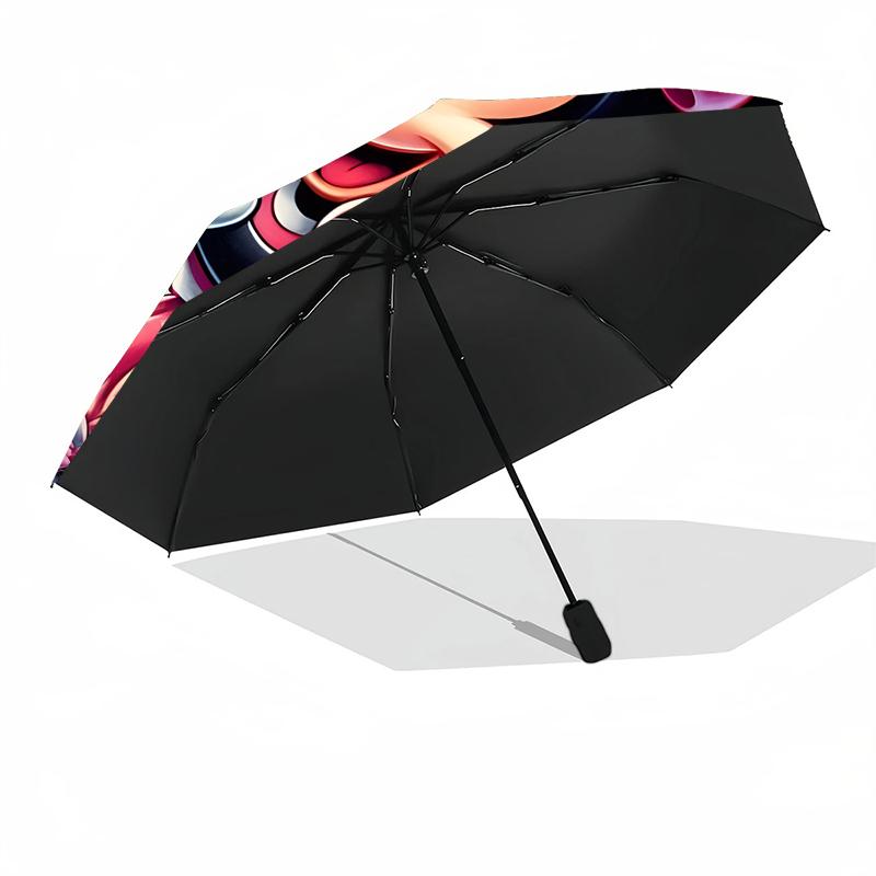 1pc Sturdy 8-Bone Auto Umbrella, Minnie Mouse Pastel Moonlight Floral Umbrella, Digital Printed, Foldable Umbrella for On-the-Go Outdoor Use