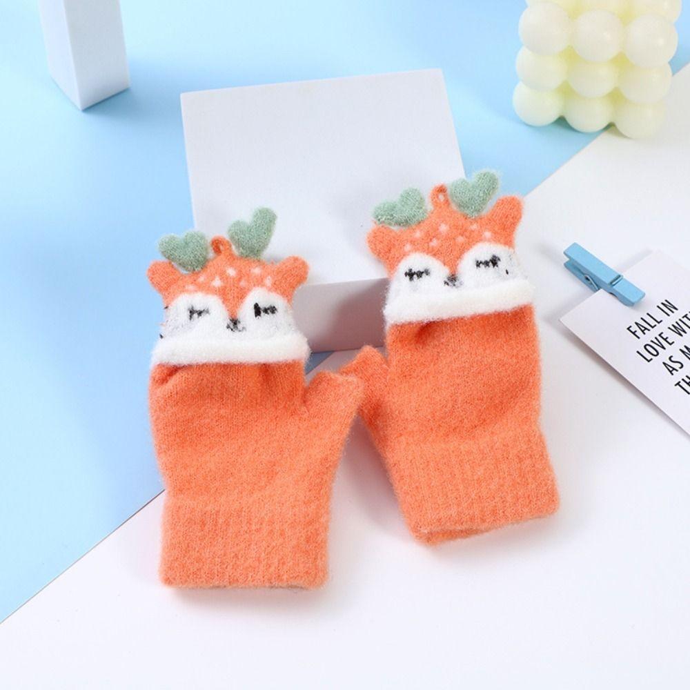 Fingerless Knitting Mittens Thick Mitten Lovely Kids Gloves Baby Kids