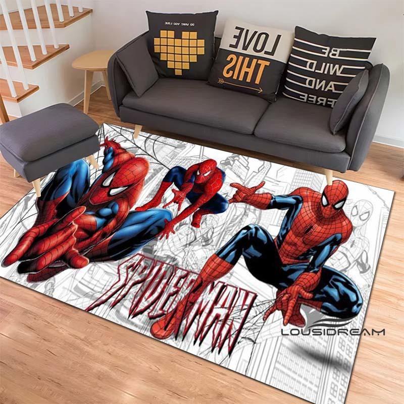 3D-Printed Cartoon Spider-Man Rug — Ideal for Home Decor (Bedroom, Living Room, etc.); Fluffy Square Carpet, Soft Area Rug, and